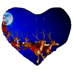 Holidays Christmas Deer Santa Claus Horns Large 19  Premium Heart Shape Cushions