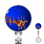 Holidays Christmas Deer Santa Claus Horns Stainless Steel Nurses Watch