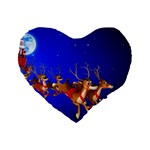 Holidays Christmas Deer Santa Claus Horns Standard 16  Premium Flano Heart Shape Cushions