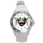 Futuristic Funny Monster Character Face Round Plastic Sport Watch (L)