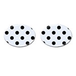 Polka Dots - Black on Pastel Blue Cufflinks (Oval)