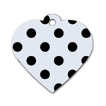 Polka Dots - Black on Pastel Blue Dog Tag Heart (One Side)