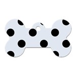 Polka Dots - Black on Pastel Blue Dog Tag Bone (Two Sides)