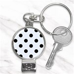 Polka Dots - Black on Pastel Blue Nail Clippers Key Chain