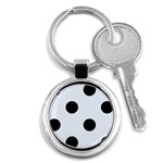 Polka Dots - Black on Pastel Blue Key Chain (Round)