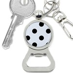 Polka Dots - Black on Pastel Blue Bottle Opener Key Chain