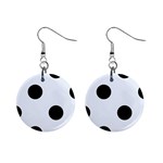 Polka Dots - Black on Pastel Blue 1  Button Earrings