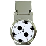 Polka Dots - Black on Pastel Blue Money Clip Watch