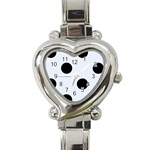 Polka Dots - Black on Pastel Blue Heart Italian Charm Watch