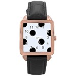 Polka Dots - Black on Pastel Blue Rose Gold Leather Watch