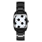 Polka Dots - Black on Pastel Blue Stainless Steel Barrel Watch