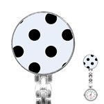 Polka Dots - Black on Pastel Blue Stainless Steel Nurses Watch