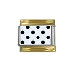 Polka Dots - Black on Pastel Blue Gold Trim Italian Charm (9mm)