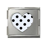 Polka Dots - Black on Pastel Blue Mega Link Heart Italian Charm (18mm)