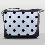 Polka Dots - Black on Pastel Blue Messenger Bag