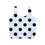 Polka Dots - Black on Pastel Blue Full Print Recycle Bag (S)