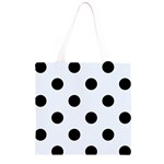 Polka Dots - Black on Pastel Blue Grocery Light Tote Bag