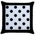 Polka Dots - Black on Pastel Blue Throw Pillow Case (Black)
