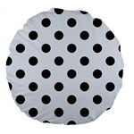 Polka Dots - Black on Pastel Blue Large 18  Premium Round Cushion