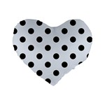 Polka Dots - Black on Pastel Blue Standard 16  Premium Heart Shape Cushion