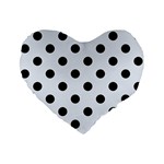 Polka Dots - Black on Pastel Blue Standard 16  Premium Flano Heart Shape Cushion
