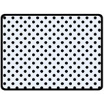 Polka Dots - Black on Pastel Blue Fleece Blanket (Large) (One Side)