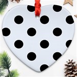 Polka Dots - Black on Pastel Blue Heart Ornament (Two Sides)