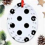 Polka Dots - Black on Pastel Blue Ornament (Bell) Ornament (Oval Filigree)