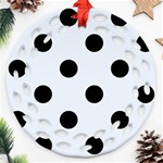 Polka Dots - Black on Pastel Blue Ornament (Round Filigree)