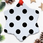 Polka Dots - Black on Pastel Blue Snowflake Ornament (Two Sides)