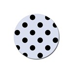 Polka Dots - Black on Pastel Blue Rubber Coaster (Round)