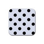 Polka Dots - Black on Pastel Blue Rubber Coaster (Square)