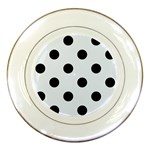Polka Dots - Black on Pastel Blue Porcelain Plate