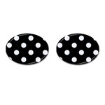 Polka Dots - Pastel Blue on Black Cufflinks (Oval)