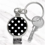 Polka Dots - Pastel Blue on Black Nail Clippers Key Chain