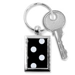 Polka Dots - Pastel Blue on Black Key Chain (Rectangle)