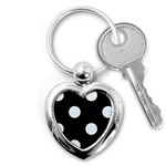 Polka Dots - Pastel Blue on Black Key Chain (Heart)
