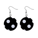 Polka Dots - Pastel Blue on Black 1  Button Earrings
