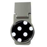 Polka Dots - Pastel Blue on Black Money Clip (Round)