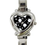 Polka Dots - Pastel Blue on Black Heart Italian Charm Watch