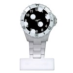 Polka Dots - Pastel Blue on Black Nurses Watch