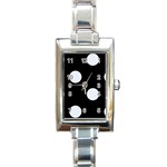 Polka Dots - Pastel Blue on Black Rectangle Italian Charm Watch