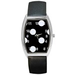 Polka Dots - Pastel Blue on Black Barrel Style Metal Watch