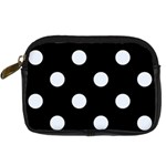 Polka Dots - Pastel Blue on Black Digital Camera Leather Case