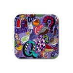 Q Pattern Rubber Square Coaster (4 pack) 