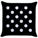 Polka Dots - Pastel Blue on Black Throw Pillow Case (Black)