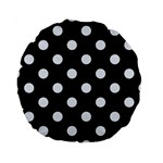 Polka Dots - Pastel Blue on Black Standard 15  Premium Round Cushion
