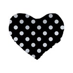 Polka Dots - Pastel Blue on Black Standard 16  Premium Heart Shape Cushion