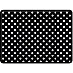 Polka Dots - Pastel Blue on Black Fleece Blanket (Large) (One Side)