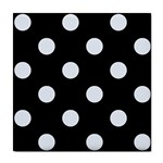 Polka Dots - Pastel Blue on Black Tile Coaster